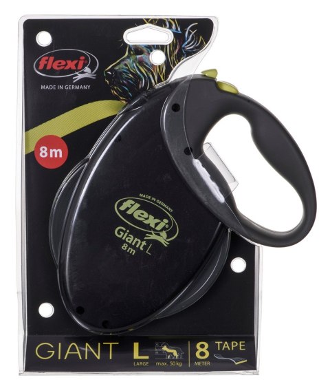 Smycz flexi automatyczna Giant L taśma 8 m - dla psa do 50 kg, kolor czarno-żółty