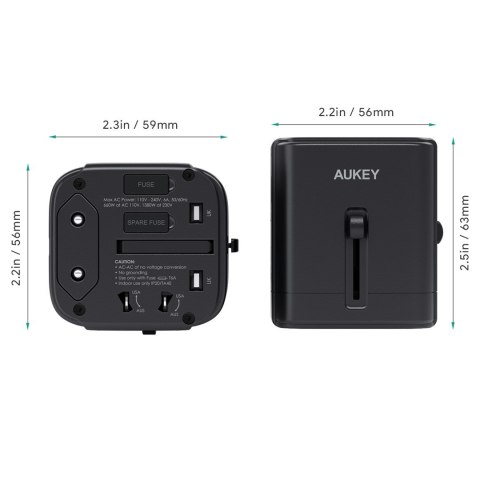 AUKEY PA-TA01 ŁADOWARKA PODRÓŻNA UK USA EU AUS CHN