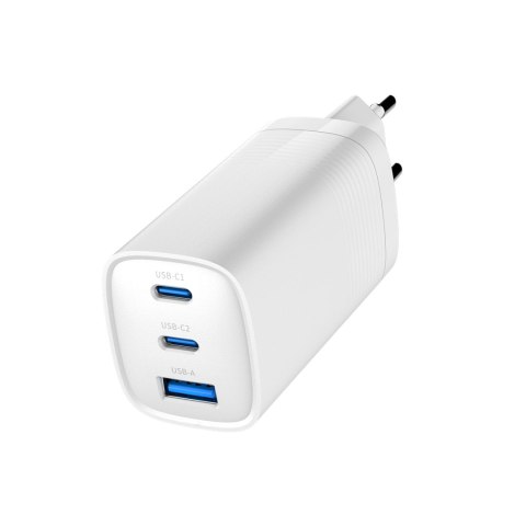 GEMBIRD SZYBKA ŁADOWARKA USB POWER DELIVERY USB TYPU C, 3X USB, 65 W, GAN BIAŁA