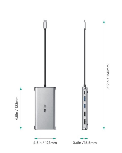 AUKEY HUB USB C CB-C78 12W1 RJ45 HDMI 4K PD 100W