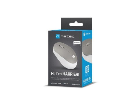 NATEC MYSZ BEZPRZEWODOWA HARRIER 2 1600DPI BLUETOOTH 5.1 BIAŁO-SZARA NMY-1961