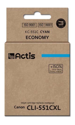 Actis KC-551C Tusz (zamiennik Canon CLI-551C; Standard; 12 ml; niebieski)