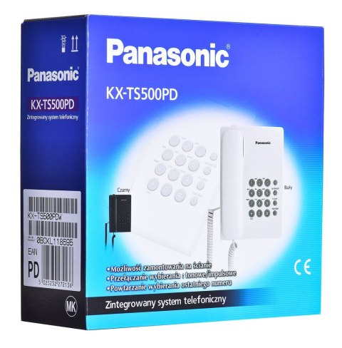 Telefon przewodowy Panasonic KX-TS 500PDW Biały