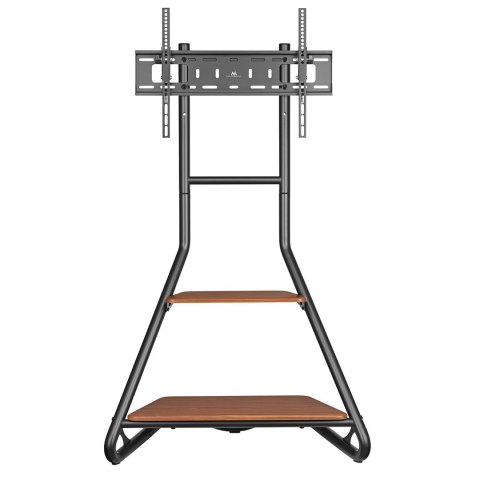 MACLEAN UCHWYT WOLNOSTOJĄCY POD TV / NAROŻNY, W STYLU BAUHAUS, DWUPOZIOMOWE DREWNIANE PÓŁKI 40KG MAX 37-75'' MC-455