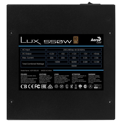 ZASILACZ AEROCOOL PGS LUX 550W 80+ Bronze