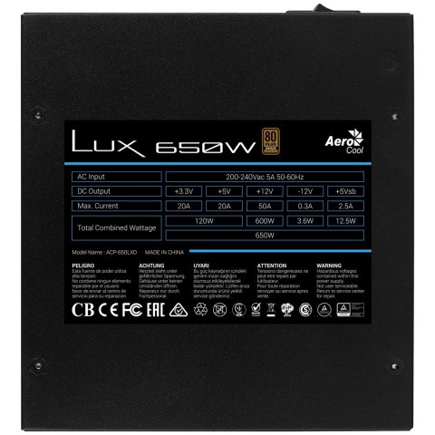 ZASILACZ AEROCOOL PGS LUX 650W 80+ Bronze