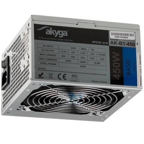 Zasilacz Akyga AK-B1-450 (450 W; Pasywne; 120 mm)