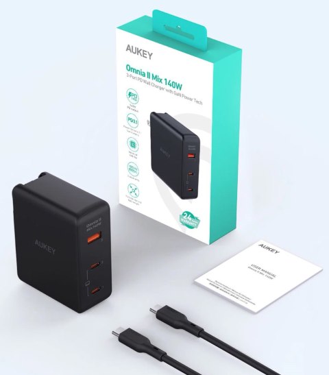 AUKEY PA-B7O ŁADOWARKA SIECIOWA GAN USB-C 140W PD