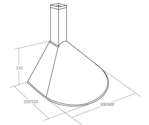 Okap kominowy AKPO WK-5 RONDO TURBO 50 BIAŁY (500mm, kolor biały)