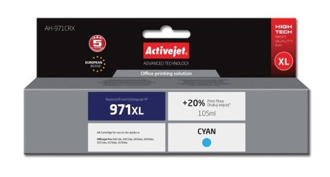 Activejet AH-971CRX Tusz (zamiennik HP 971XL CN626AE; Premium; 100 ml; niebieski)