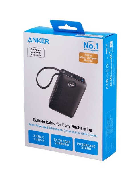 Powerbank Anker 335 20000mAh 22.5W z wbudowanym kablem USB-C