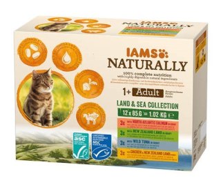 IAMS Naturally Adult zestaw smaków morskch i mięsnych 12x85g kot