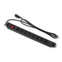 Qoltec Listwa zasilająca PDU antyprzeciążeniowa do RACK 19" | 1U | 10A | 8xIEC C13 | 2m