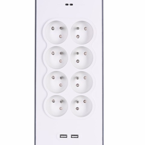 Listwa zasilająca Belkin Power Surge 8-PORT + 2xUSB-A,18W 900J Grey/White