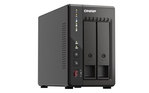 Qnap TS-253E-8G, Tower, 2 x 2.5"/3.5" SATA, Intel Celeron J6412 4C/4T, 8 GB DDR4 onboard not expandable, 2 x 2.5GbE, External ad