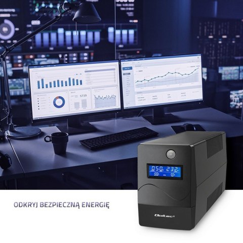 QOLTEC ZASILACZ AWARYJNY UPS 1000VA | 600W | LCD | USB | RJ45