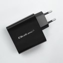 Qoltec Ładowarka Super Quick PD |1xUSB-C | 1xUSB | 65W | 5-20V | 1.5-3.25A | Czarna