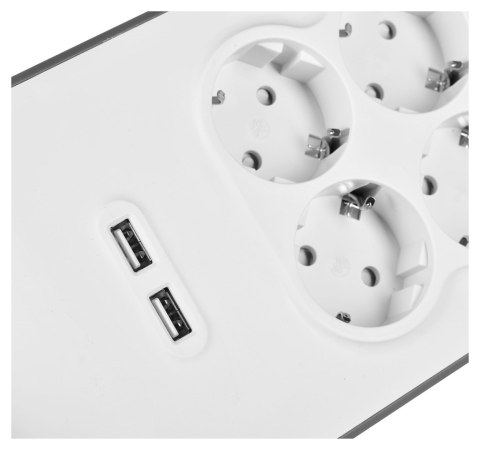 Listwa zasilająca Belkin Power Surge 8-PORT + 2xUSB-A 2.4A 900J 2m Grey/White Schuko