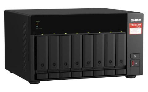 Qnap TS-873A-8G, Tower, 8 x 2.5"/3.5" SATA, AMD Ryzen V1500B 4C/8T, 8GB DDR4 (max. 64GB), 2 x 2.5GbE, optional 10GbE, Single PSU