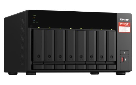 Qnap TS-873A-8G, Tower, 8 x 2.5"/3.5" SATA, AMD Ryzen V1500B 4C/8T, 8GB DDR4 (max. 64GB), 2 x 2.5GbE, optional 10GbE, Single PSU