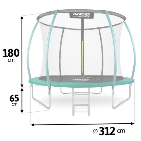 Trampolina ogrodowa 10ft/312cm z siatką, profilowanymi słupkami i drabinką