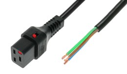Kabel OPEN/IEC C19 prosty Ż 5m czarny zasilający z blokadą IEC LOCK