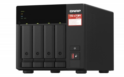 Qnap TS-473A-8G, Tower, 4 x 2.5"/3.5" SATA , AMD Ryzen V1500B 4C/8T, 8GB DDR4 (Max. 64GB), 2 x 2.5GbE, optional 10GbE, Single PS