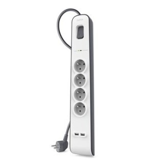 Listwa zasilająca Belkin Power Surge 4-PORT + 2xUSB-A 2.4A 525J 2m Grey/White