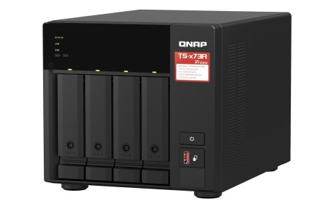 Zestaw Qnap TS-473A-SW5T (TS-473A-8G + switch QSW-1105-5T 5x2.5GbE), Tower, 3.5" SATA, AMD Ryzen V1500B 4C/8T, 8GB DDR4 (Max. 64