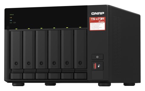 Zestaw Qnap TS-673A-SW5T (TS-673A-8G + switch QSW-1105-5T 5x2.5GbE), Tower, 6 x 2.5"/3.5" SATA, AMD Ryzen V1500B 4C/8T, 8GB DDR4