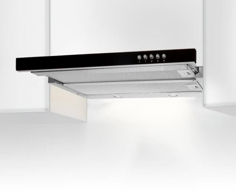 Okap teleskopowy AKPO WK-7 LIGHT GLASS 50 INOX CZARNY (500mm; kolor inox, front czarne szkło) (WYPRZEDAŻ)