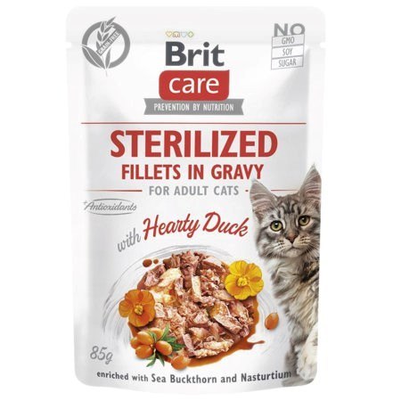 BRIT Care Cat Sterilized Hearty Duck Pouch - mokra karma dla kota - 85 g