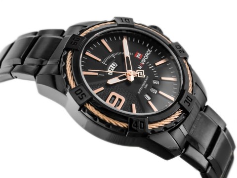 ZEGAREK MĘSKI NAVIFORCE - NF9117 (zn059c) - black/rosegold + box