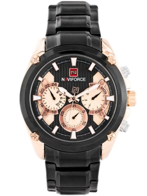 ZEGAREK MĘSKI NAVIFORCE - NF9113 (zn078c) - black/rosegold + box