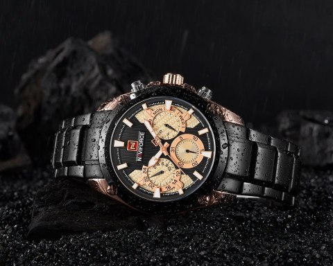 ZEGAREK MĘSKI NAVIFORCE - NF9113 (zn078c) - black/rosegold + box