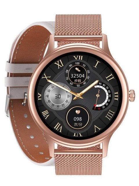 SMARTWATCH DAMSKI PACIFIC 18-2 - BRANSOLETA + PASEK: Rosegold / Biały (sy015b)