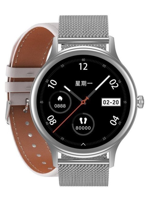 SMARTWATCH DAMSKI PACIFIC 18-4 - BRANSOLETA + PASEK: Srebrna / Biały (sy015d)