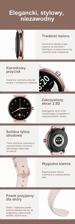 SMARTWATCH DAMSKI G. Rossi SW020-4 - CIŚNIENIOMIERZ, PULSOKSYMETR (sg013d)