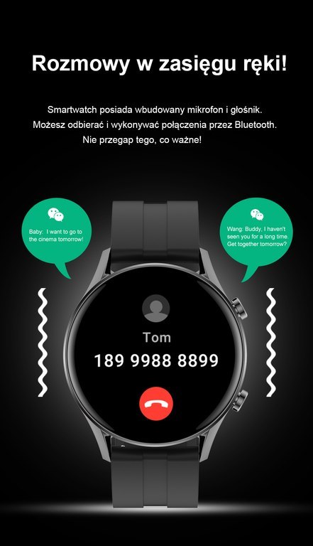 SMARTWATCH MĘSKI G. Rossi SW019-3 black/red (sg014c) PROWADZENIE ROZMÓW