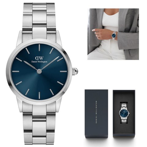 ZEGAREK DAMSKI DANIEL WELLINGTON DW00100457 Iconic Link Arctic 28mm Blue