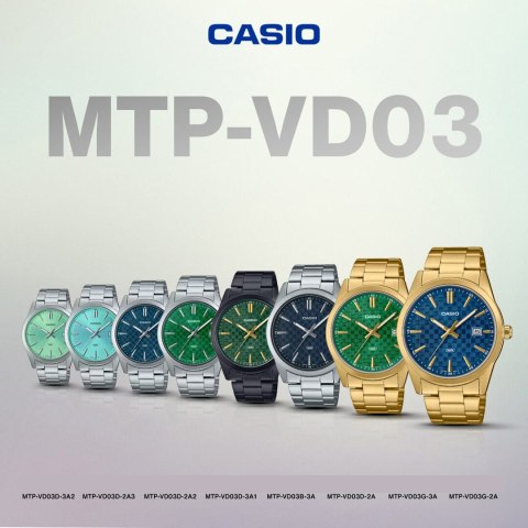 ZEGAREK MĘSKI CASIO MTP-VD03D-3A1 Green + BOX