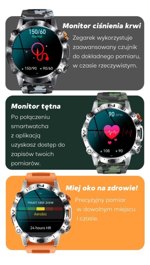 SMARTWATCH MĘSKI GRAVITY GT20-3 - AMOLED, DODATKOWY PASEK (sg024c)