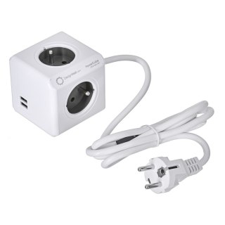 Przedłużacz allocacoc PowerCube Extended USB 2402GY/FREUPC (1,5m; kolor szary)