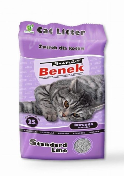 CERTECH Super Benek Standard Lawenda - żwirek dla kota zbrylający 25l (20kg) (WYPRZEDAŻ)