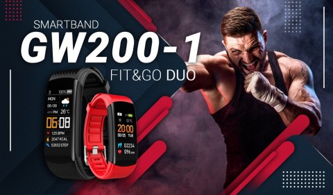 Smartband Giewont Fit&GO Duo GW200-1 - Black + Pasek Alert Red