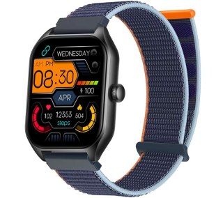 Smartwatch Rubicon RNCF03-1 Czarny+ Niebiesko-Pomarańczowy Pasek Parciany