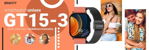 Smartwatch Gravity GT15-3 Czerwony Pasek Silikonowy + Czarna Bransoleta