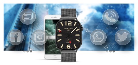 Smartwatch Gravity GT15-5 Czarny Pasek Silikonowy + Tytanowa Bransoleta