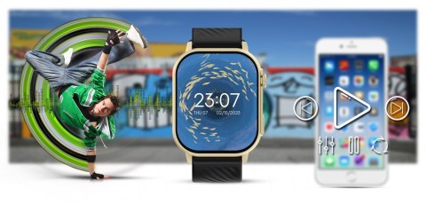 Smartwatch Gravity GT15-6 Czarny Pasek Silikonowy + Złota Bransoleta