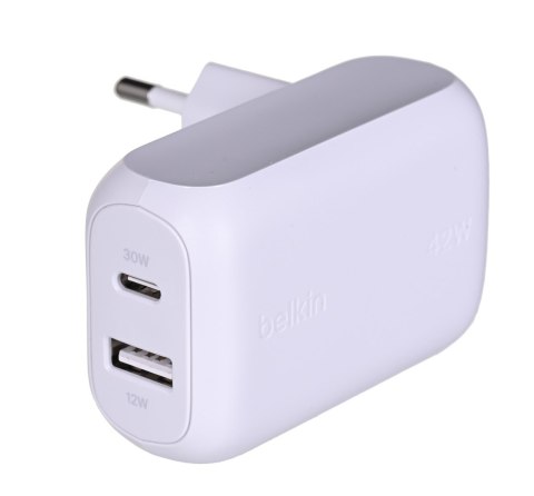 Ładowarka Belkin BoostCharge Dual USB-C + USB-A Wall Charger 42W White